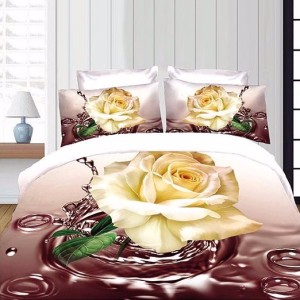 Lenjerie pat dublu, 6 PIESE, IMPRIMEU 3D Multiplicat, Microfibra, Bej, trandafiri Lenjerie pat dublu, 6 PIESE, IMPRIMEU 3D Multiplicat, Microfibra, Bej, trandafiri