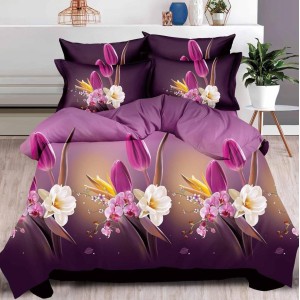 Lenjerie pat dublu, 6 PIESE, IMPRIMEU 3D Multiplicat, Microfibra, Mov, flori Lenjerie pat dublu, 6 PIESE, IMPRIMEU 3D Multiplicat, Microfibra, Mov, flori