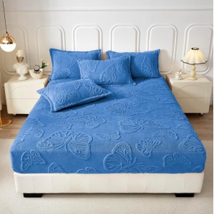 Cearsaf cu elastic COCOLINO, 180x200x25cm, 2 fete de perne, fluturi, Albastru