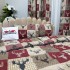 Set Lenjerie Pat Dublu Crăciun 4 Piese + 2 Draperii 150x235cm din Bumbac Ranforsat – Confort și Eleganță, Fabricat în România, Roșu, Bej, pătrățele, reni [4]