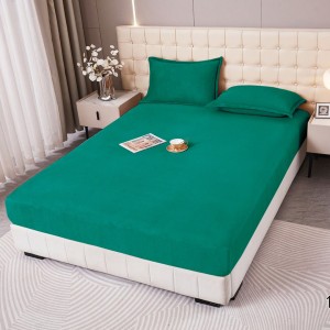 Cearșaf cu Elastic Cocolino 160x200x25 cm – Set cu 2 Fețe de Pernă, Model UNI, Gros și Pufos, Calitate Premium pentru Confort și Eleganță, Verde