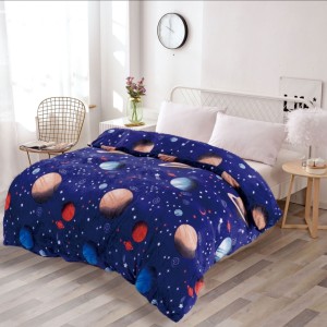 Patura pufoasa cocolino 200x230cm, 240g/mp, Albastru, planete