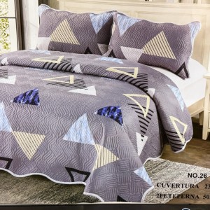 Cuvertură Pat Dublu, 3 Piese, Bumbac 100% Imprimat – Calitate Premium, cu Imprimeu Durabil, cod CSA-CV39