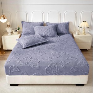 Cearsaf cu elastic COCOLINO, 180x200x25cm, 2 fete de perne, fluturi, Gri albastrui