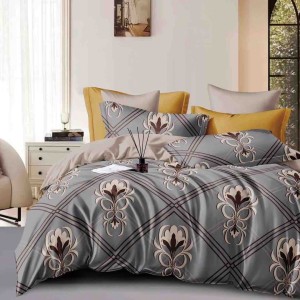 Lenjerie pat dublu,  FINET, 6 piese, Jojo Home, Gri, forme geometrice