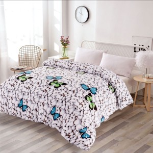 Patura pufoasa cocolino 200x230cm, 240g/mp, Gri, fluturi, pietre