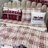 Set Lenjerie Pat Dublu Crăciun 4 Piese + 2 Draperii 150x235cm din Bumbac Ranforsat – Confort și Eleganță, Fabricat în România, Crem, Roșu, carouri, reni [3]