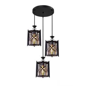 Pendul RFAN, Model 4220-3, Cu Abajur, 3 X E27, Inaltime Reglabila, Negru