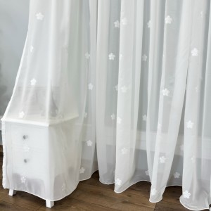 Perdea Floris din Voal Brodat - 300cm x 260cm ,Rejansa pt. sina, model cu flori, Ivoire