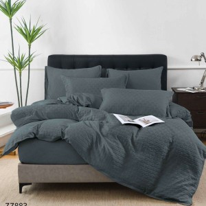 Lenjerie de Pat Dublu din Bumbac Tricotat - Set Premium 4 Piese cu Cearșaf Elastic și Imprimeu Satinat pentru Confort și Eleganță, Gri inchis Lenjerie de Pat Dublu din Bumbac Tricotat - Set Premium 4 Piese cu Cearșaf Elastic și Imprimeu Satinat pentru Confort și Eleganță, Gri inchis