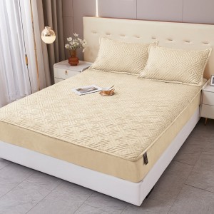 Husă Matlasată Tip Topper din Catifea 160x200cm, cu 2 Fețe de Pernă 50x70cm -  Somn Odihnitor și Susținere pentru Spate, Crem