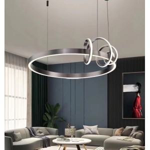 Lustra LED Tip Pendul RFAN, Model R9147/600, Cu Telecomanda, 3 Tipuri De Lumina, Inaltime Reglabila, 70W, Gri