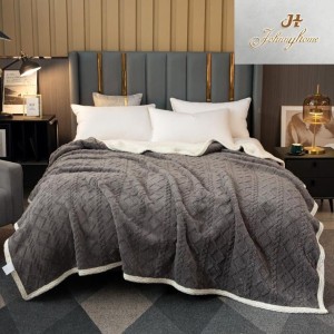 Patura CoCoLiNo tip Tricotaj cu blanita, 200x230cm, Gri inchis