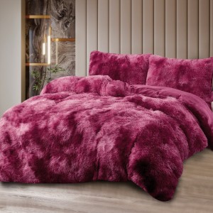 Lenjerie Cocolino Fluffy Super Pufoasă, Set 4 Piese, Pat Dublu, Cearșaf cu elastic – Căldură și Confort Premium, Ideală pentru Nopți Friguroase, Violet degrade