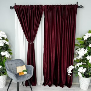 Draperie Soft Touch, cu Aspect Fin și Tenta Satinată, 140cm latime x 260cm înălțime, cu TIV LAT, Visiniu