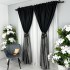Set 2 bucati Draperie Simplicity, tip panou, Negru cu Gri, 3m latime x 2.32m inaltime, cu rejansa pentru bara [6]