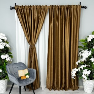 Draperie Soft Touch, cu Aspect Fin și Tenta Satinată, 140cm latime x 260cm înălțime, cu TIV LAT, Maro Bronz