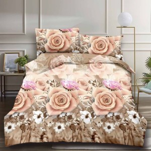 Lenjerie pat dublu, 4 piese, IMPRIMEU 3D Multiplicat Multiplicat, Microfibra, Bej, flori Lenjerie pat dublu, 4 piese, IMPRIMEU 3D Multiplicat Multiplicat, Microfibra, Bej, flori