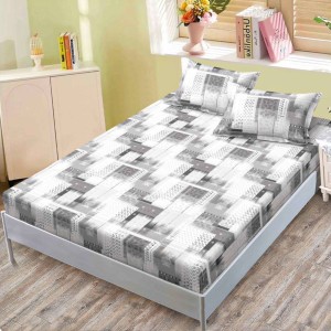 Cearsaf cu elastic, FINET, 160x200cm, 2 fete de perne 50x70cm, Gri, Forme Geometrice – confort și eleganță pentru patul tău