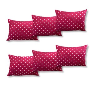 Set 6 perne dreptunghiulare 50x70cm Emboss (4+2 GRATIS), Fabricate in Romania, model cu doua fete, alb-roz cu buline