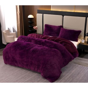 Pilota Super Pufoasă CoCoLiNo Fluffy cu Blăniță Sherpa Asortată, 200x230 cm, 4 kg, 2 Fețe de Pernă Asortate, 50x70cm – Căldură Instantă și Confort de Lux pentru Nopți Reci, Violet