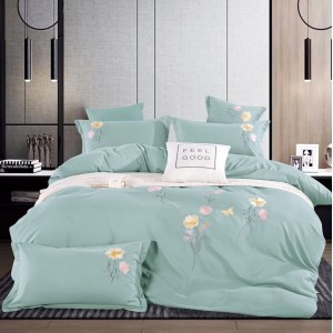 Lenjerie de Pat Dublu cu Elastic, Bumbac Satinat Deluxe, 4 Piese, Menta - Moale, Rezistentă, Ușor de Întreținut