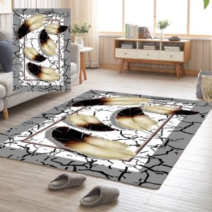 Covor Antiderapant, Design Pene, 80x150cm, Gri/Crem/Negru