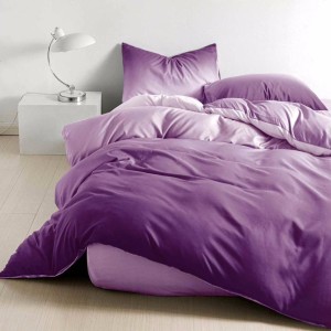 Lenjerie pat dublu, bumbac satinat,  cu elastic, Mov