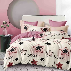 Lenjerie pat 1 PERSOANA,  FINET, 4 piese, Jojo Home, Crem, stelute