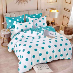 Lenjerie pat dublu, FINET, 6 piese, cu ELASTIC, Jojo Home, Alb-Bleu, buline Lenjerie pat dublu, FINET, 6 piese, cu ELASTIC, Jojo Home, Alb-Bleu, buline