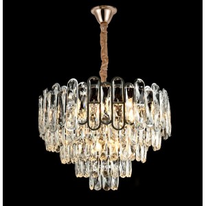 Candelabru RFAN, Model 7001, Textura Cristal, Metal, 8 X E27, Auriu