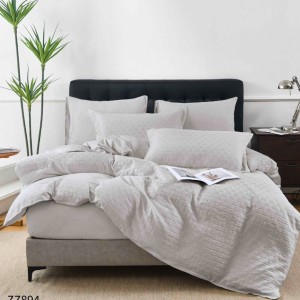 Lenjerie de Pat Dublu din Bumbac Tricotat - Set Premium 4 Piese cu Cearșaf Elastic și Imprimeu Satinat pentru Confort și Eleganță, Gri deschis Lenjerie de Pat Dublu din Bumbac Tricotat - Set Premium 4 Piese cu Cearșaf Elastic și Imprimeu Satinat pentru Confort și Eleganță, Gri deschis