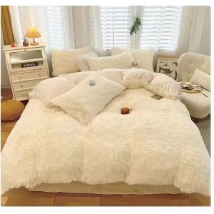 Lenjerie pat dublu, Super Pufoasa COCOLINO Fluffy, 4 piese, crem