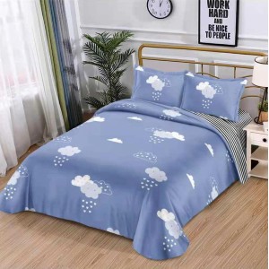 Lenjerie pat dublu, bumbac satinat,  cu elastic, Gri, norisori