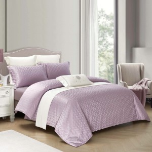 Lenjerie de Pat Dublu, Jacquard Finetat – 4 Piese, Luciu Satinat Rafinat și Confort Premium, Lila Lenjerie de Pat Dublu, Jacquard Finetat – 4 Piese, Luciu Satinat Rafinat și Confort Premium, Lila