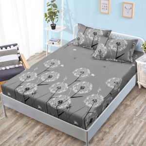 Cearsaf cu elastic, FINET, 160x200cm, 2 fete de perne 50x70cm, Gri, Papadii – confort și eleganță pentru patul tău