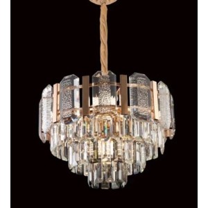 Candelabru RFAN, Model H98031-500, Textura Cristal, Metal, 8 X E27, Auriu