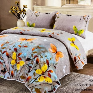Cuvertură Pat Dublu, 3 Piese, Bumbac 100% Imprimat – Calitate Premium, cu Imprimeu Durabil, cod CSA-CV42