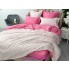 Lenjerie pat dublu,  FINET, 6 piese, cu ELASTIC, Roz, inimioare [8]
