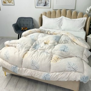 Set 2 Pilote 200x220cm, Fabricate in Romania, 400g/mp, bej, frunze