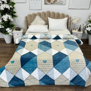 Patura pufoasa cocolino 200x230cm, 240g/mp, Crem, Albastru, forme geometrice