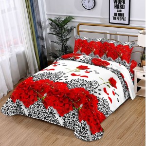 Lenjerie pat dublu, 4 piese, IMPRIMEU 3D Multiplicat Multiplicat, Microfibra, Rosu-Negru, animal print, trandafiri Lenjerie pat dublu, 4 piese, IMPRIMEU 3D Multiplicat Multiplicat, Microfibra, Rosu-Negru, animal print, trandafiri