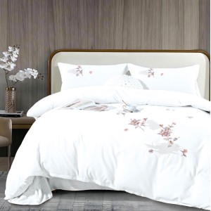 Lenjerie pat dublu, Finet All Season Deluxe cu BRODERIE, 4 piese, Alb