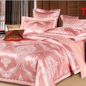 Lenjerie de Pat Dublu, Jacquard Premium Satinat, Set 6 Piese, Calitate Superioară, Luciu Elegant și Confort Desăvârșit, Somon Lenjerie de Pat Dublu, Jacquard Premium Satinat, Set 6 Piese, Calitate Superioară, Luciu Elegant și Confort Desăvârșit, Somon