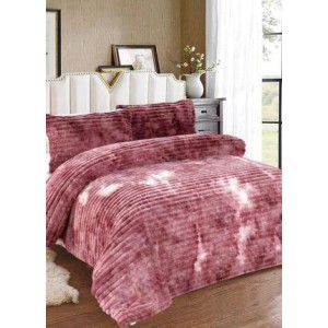 Lenjerie de Pat Dublu Premium Cocolino Teddy Bear, 4 Piese – Pluș Gofrat de Lux, Confort și Eleganță Suprema, Mov degrade