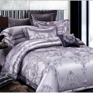 Lenjerie de Pat Dublu, Jacquard Premium Satinat, Set 6 Piese, Calitate Superioară, Luciu Elegant și Confort Desăvârșit, Lila Lenjerie de Pat Dublu, Jacquard Premium Satinat, Set 6 Piese, Calitate Superioară, Luciu Elegant și Confort Desăvârșit, Lila