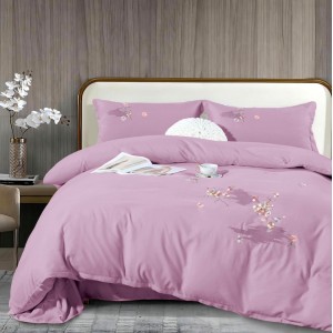 Lenjerie pat dublu, Finet All Season Deluxe cu BRODERIE, 4 piese, Mov