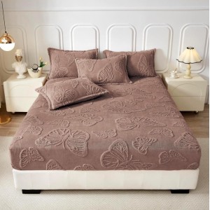 Cearsaf cu elastic COCOLINO, 180x200x25cm, 2 fete de perne, fluturi, Maro