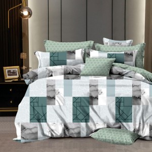 Lenjerie pat dublu,  FINET, 6 piese, Verde, abstract