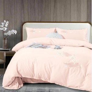 Lenjerie pat dublu, Finet All Season Deluxe cu BRODERIE, 4 piese, Roz